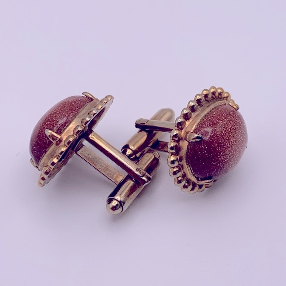 💝 Vintage Cufflinks Goldstone - Picture 2 of 4